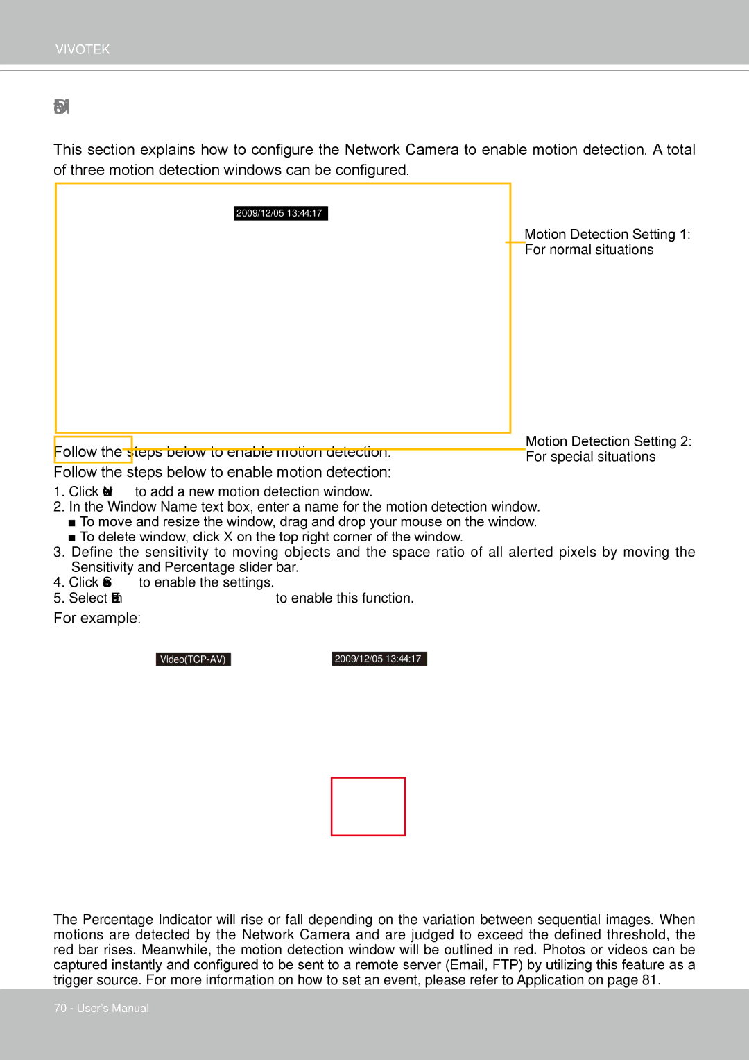 Vivotek FD8361 user manual Motion Detection 