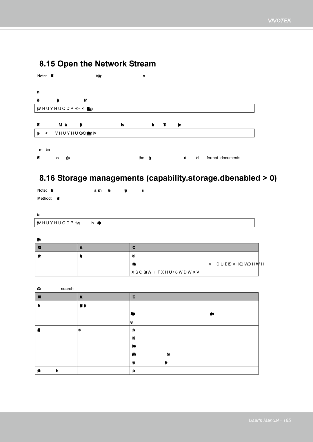 Vivotek 62E, FD8362 manual Open the Network Stream, Storage managements capability.storage.dbenabled 