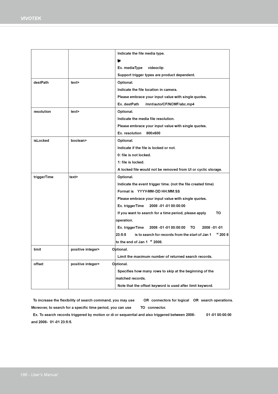 Vivotek FD8362, 62E manual Indicate the file media type 