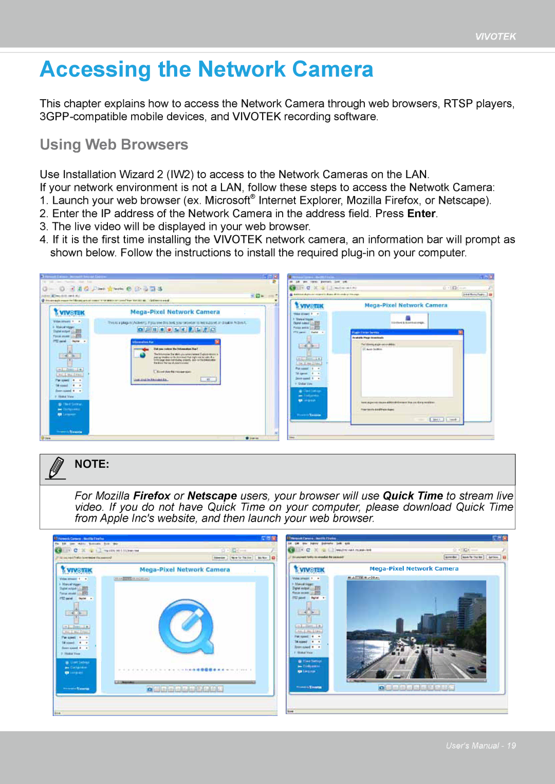 Vivotek 62E, FD8362 manual Accessing the Network Camera, Using Web Browsers 