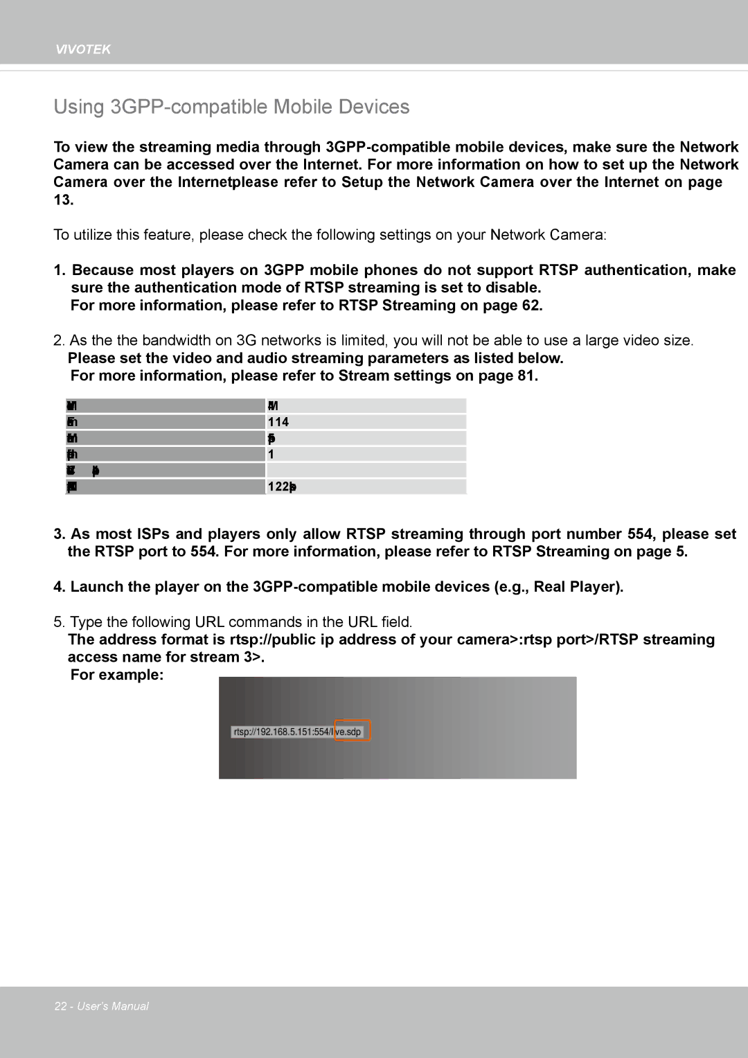 Vivotek FD8362, 62E manual Using 3GPP-compatible Mobile Devices, MPEG-4 