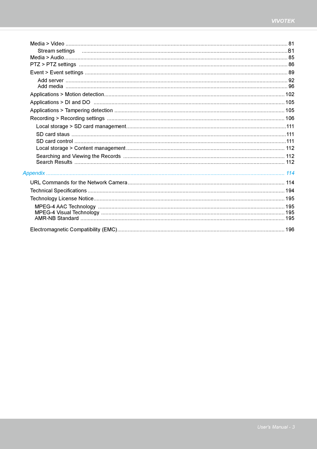 Vivotek 62E, FD8362 manual 105 