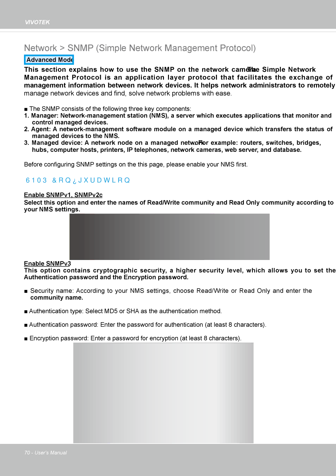 Vivotek FD8362, 62E manual Network Snmp Simple Network Management Protocol, Snmp Configuration 