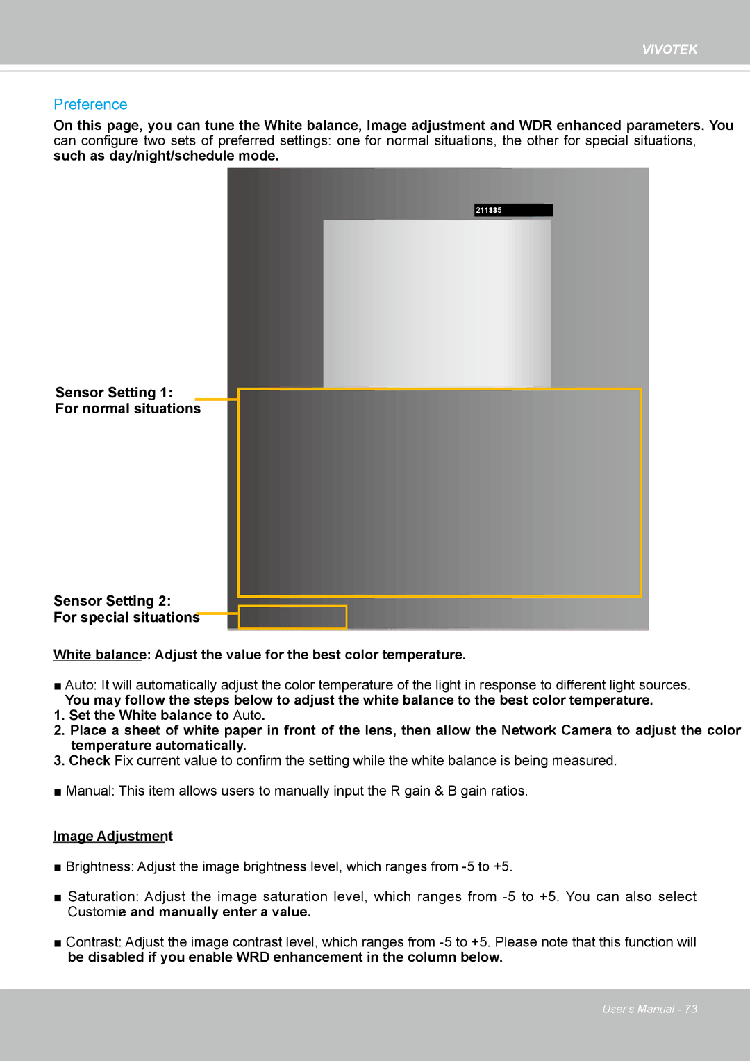 Vivotek 62E, FD8362 manual Preference 