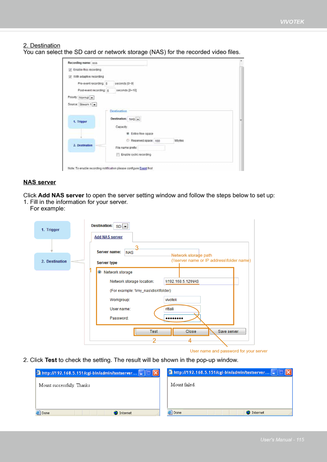 Vivotek fd8363 user manual NAS server 