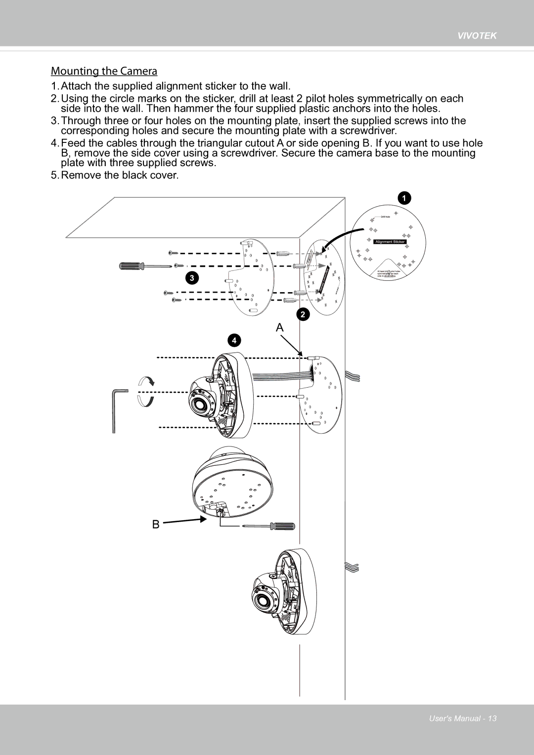 Vivotek fd8363 user manual Mounting the Camera 