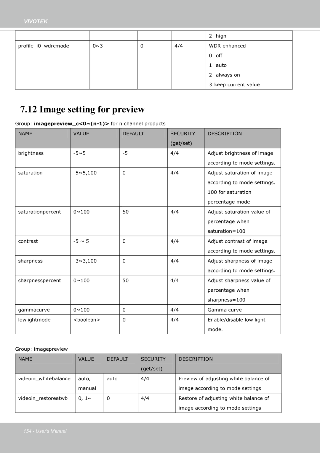 Vivotek fd8363 user manual Image setting for preview 