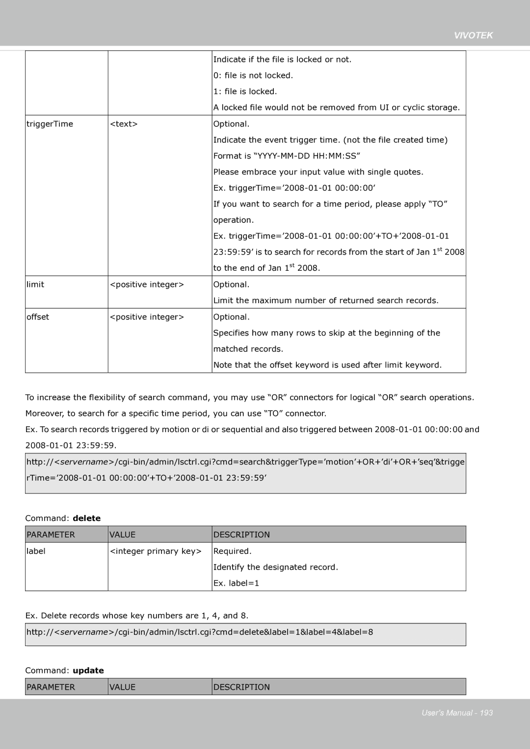 Vivotek fd8363 user manual Indicate if the file is locked or not 