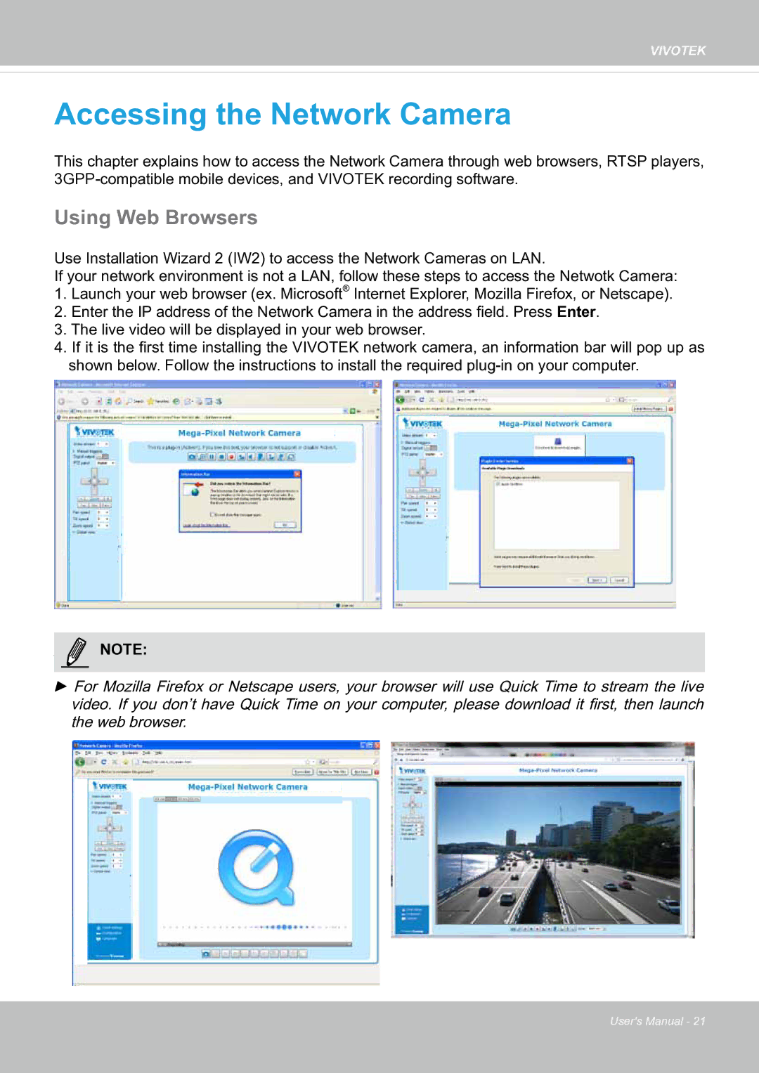 Vivotek fd8363 user manual Accessing the Network Camera, Using Web Browsers 