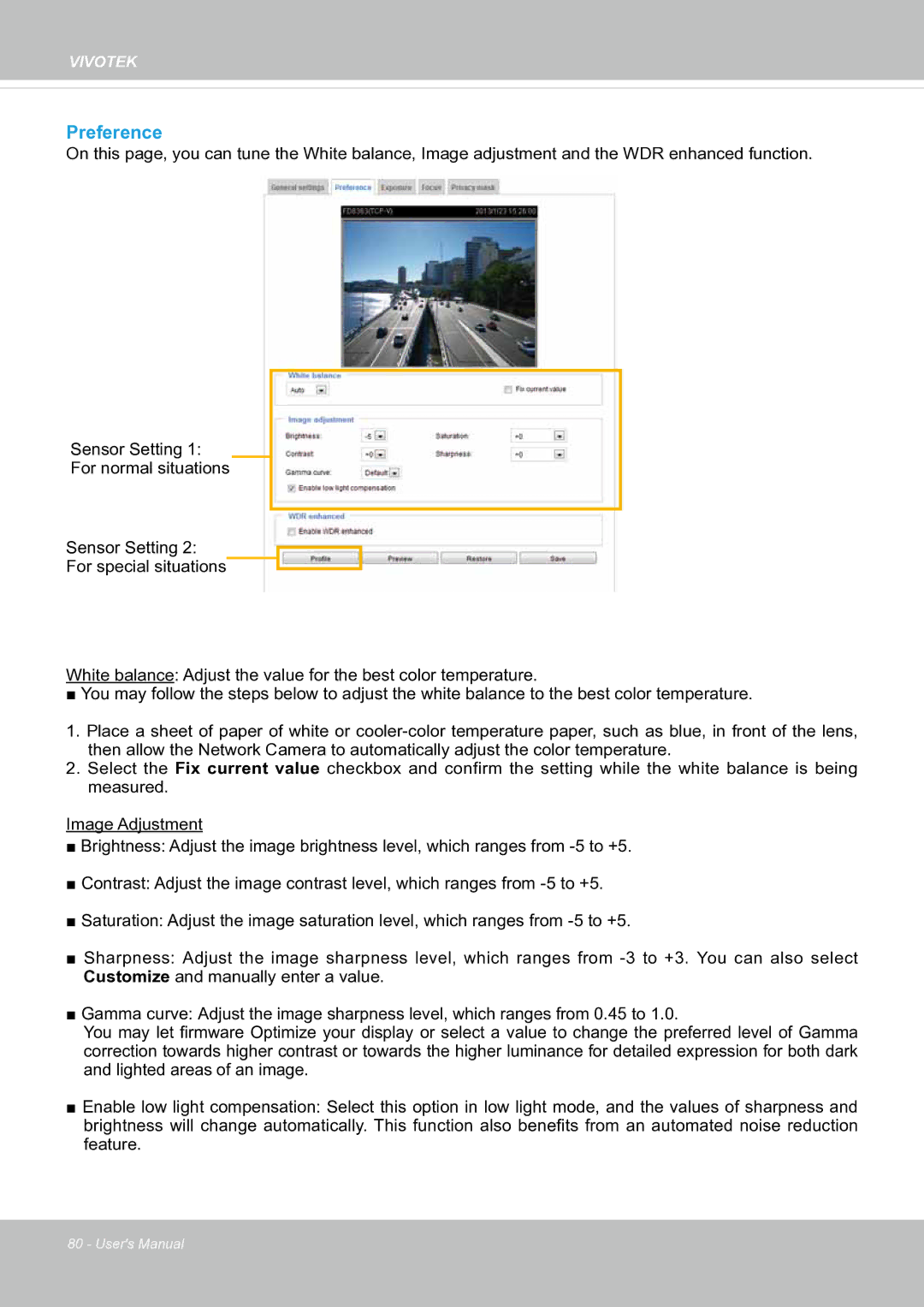Vivotek fd8363 user manual Preference 