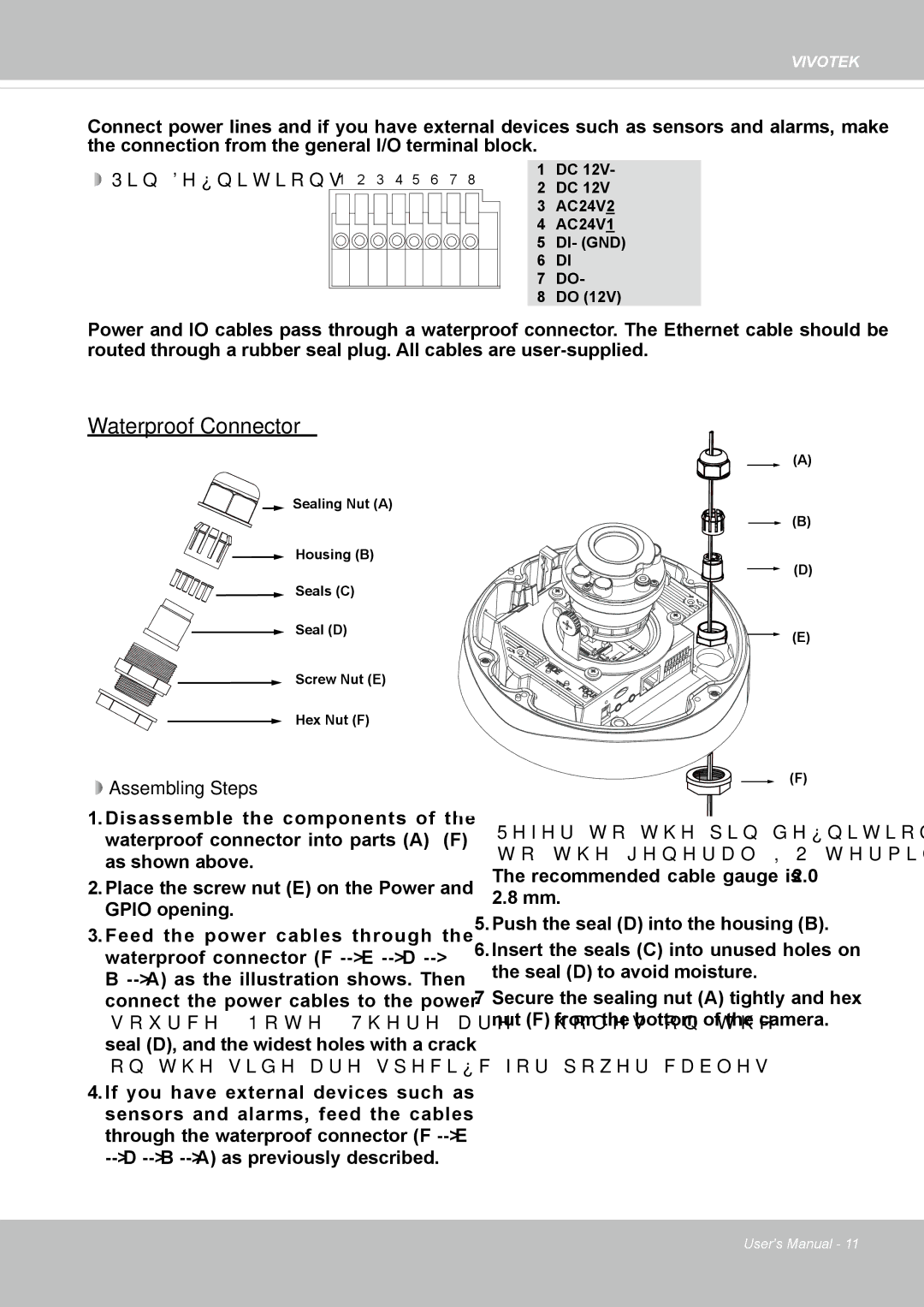 Vivotek FD8365EHV user manual Waterproof Connector 