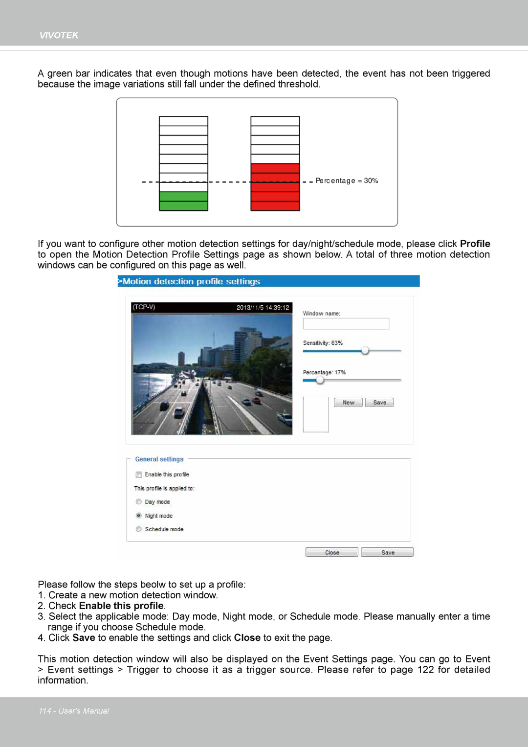 Vivotek FD8365EHV user manual Percentage = 30% 