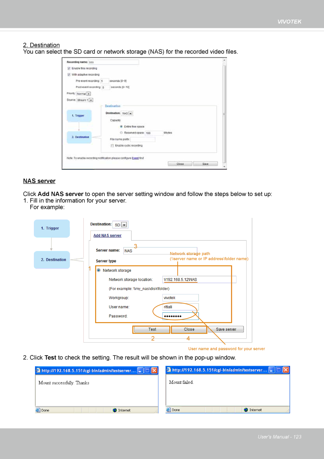 Vivotek FD8365EHV user manual NAS server 