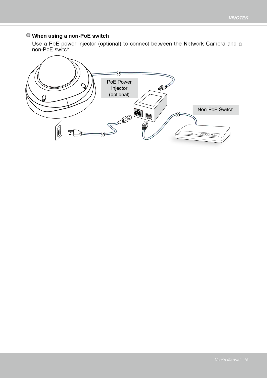 Vivotek FD8365EHV user manual When using a non-PoE switch 