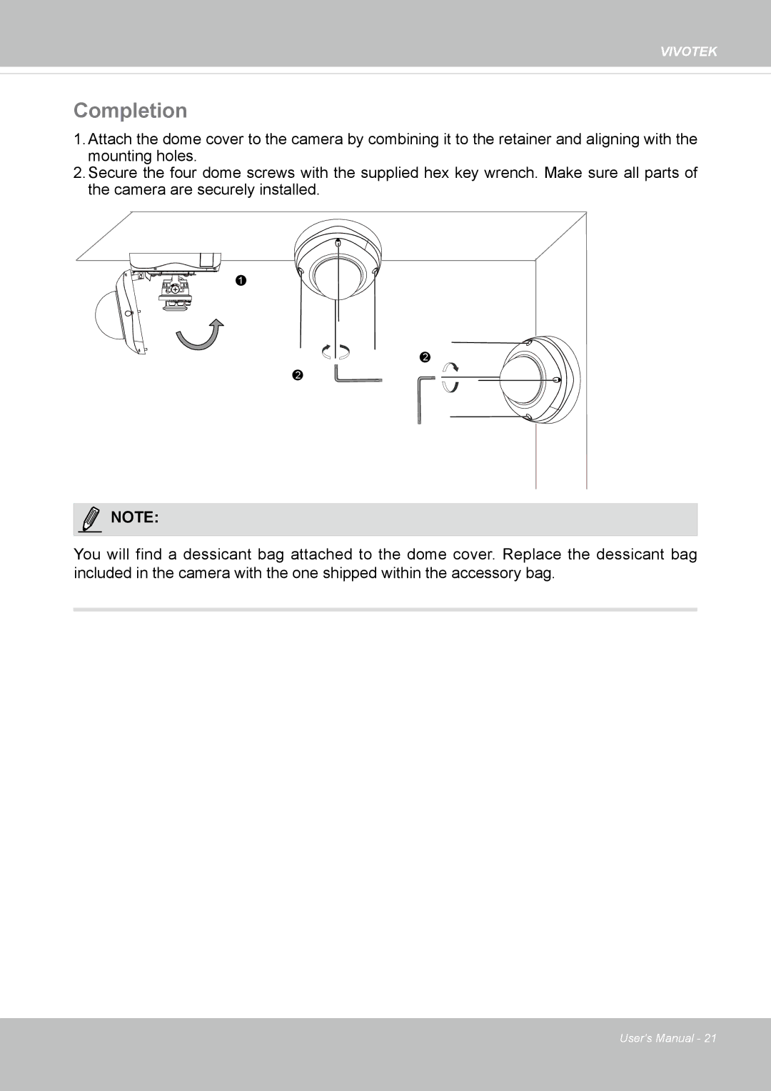 Vivotek FD8365EHV user manual Completion 