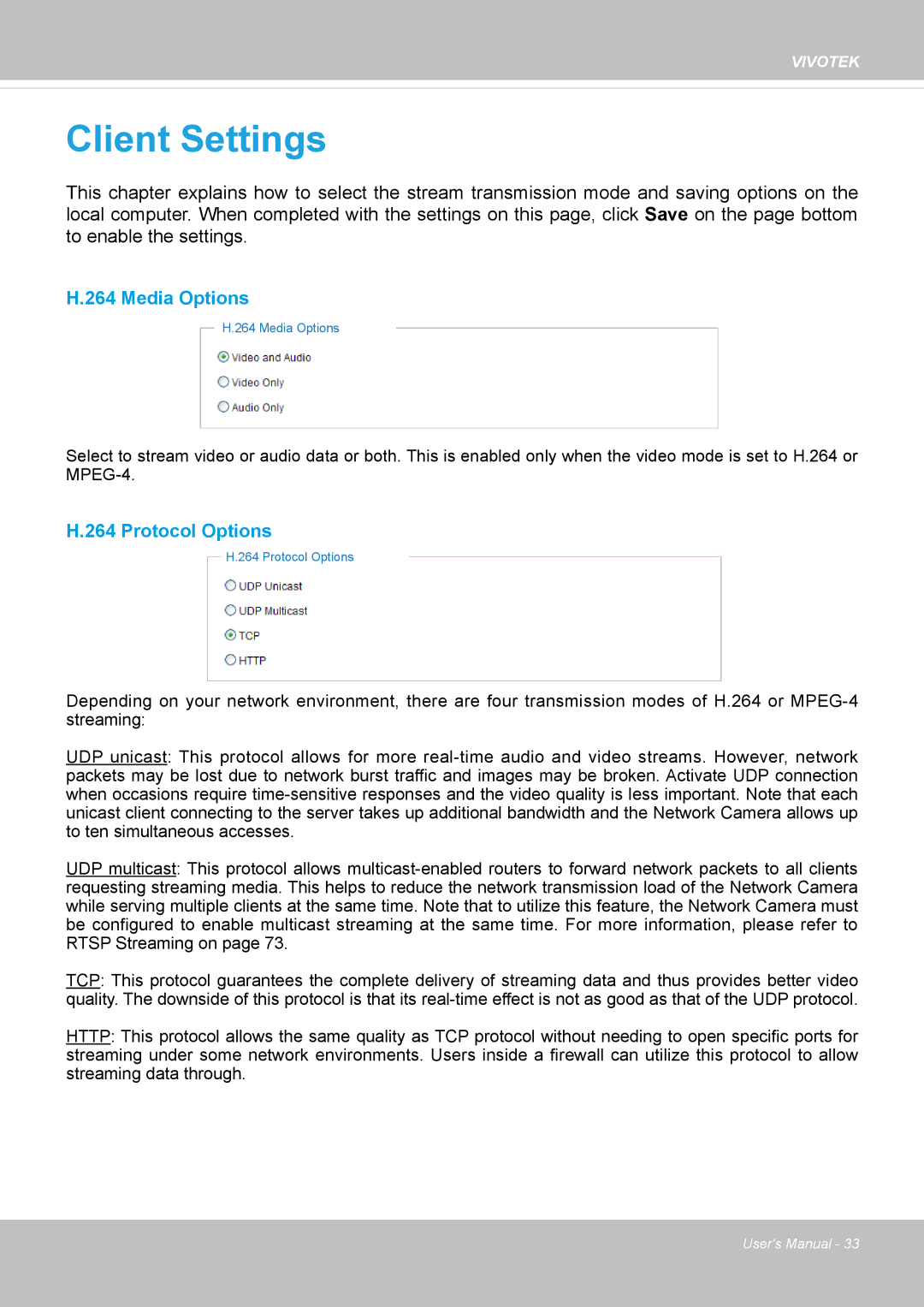 Vivotek FD8365EHV user manual Client Settings 