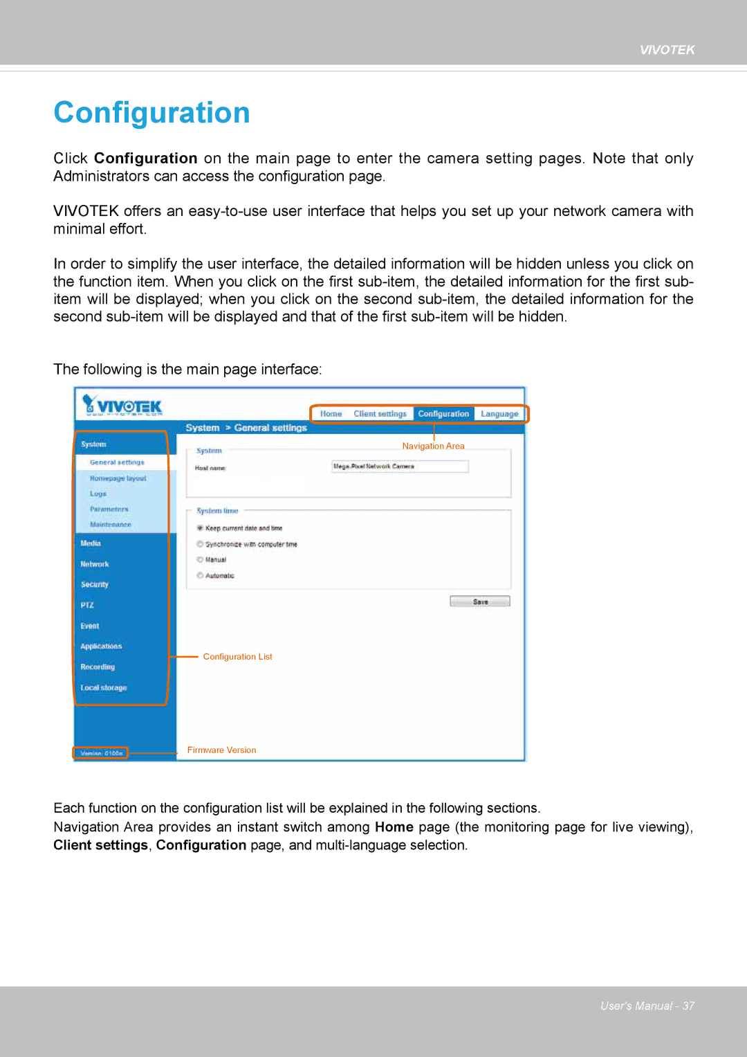 Vivotek FD8365EHV user manual Configuration 