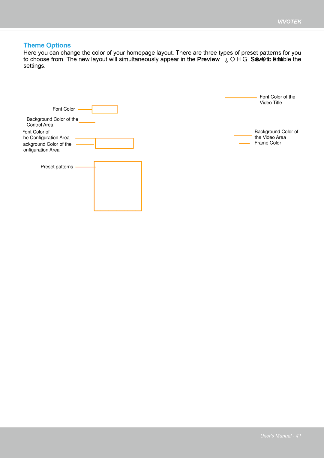 Vivotek FD8365EHV user manual Theme Options 