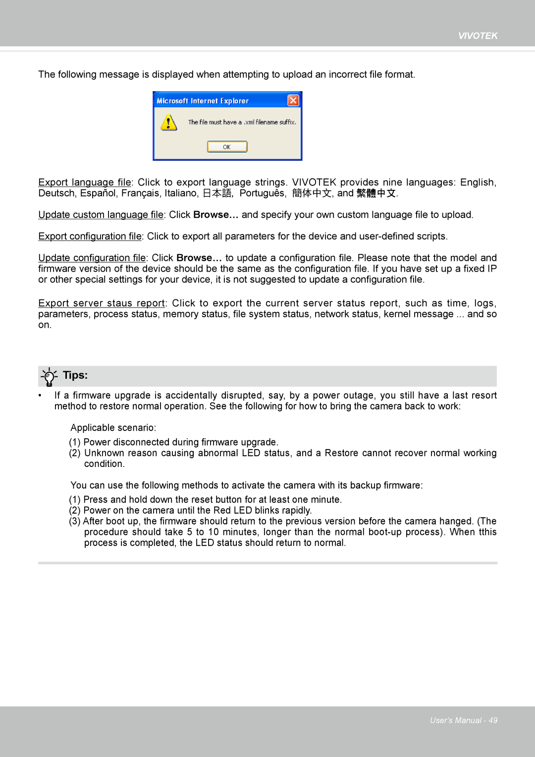 Vivotek FD8365EHV user manual Tips 