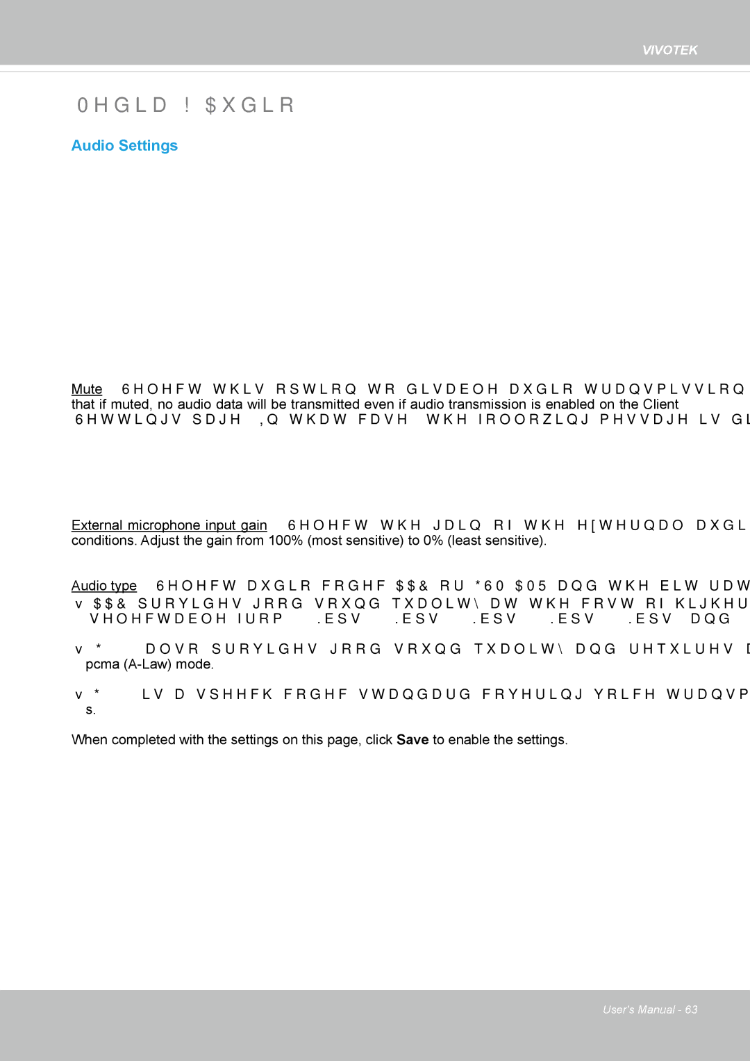 Vivotek FD8365EHV user manual Media Audio, Audio Settings 