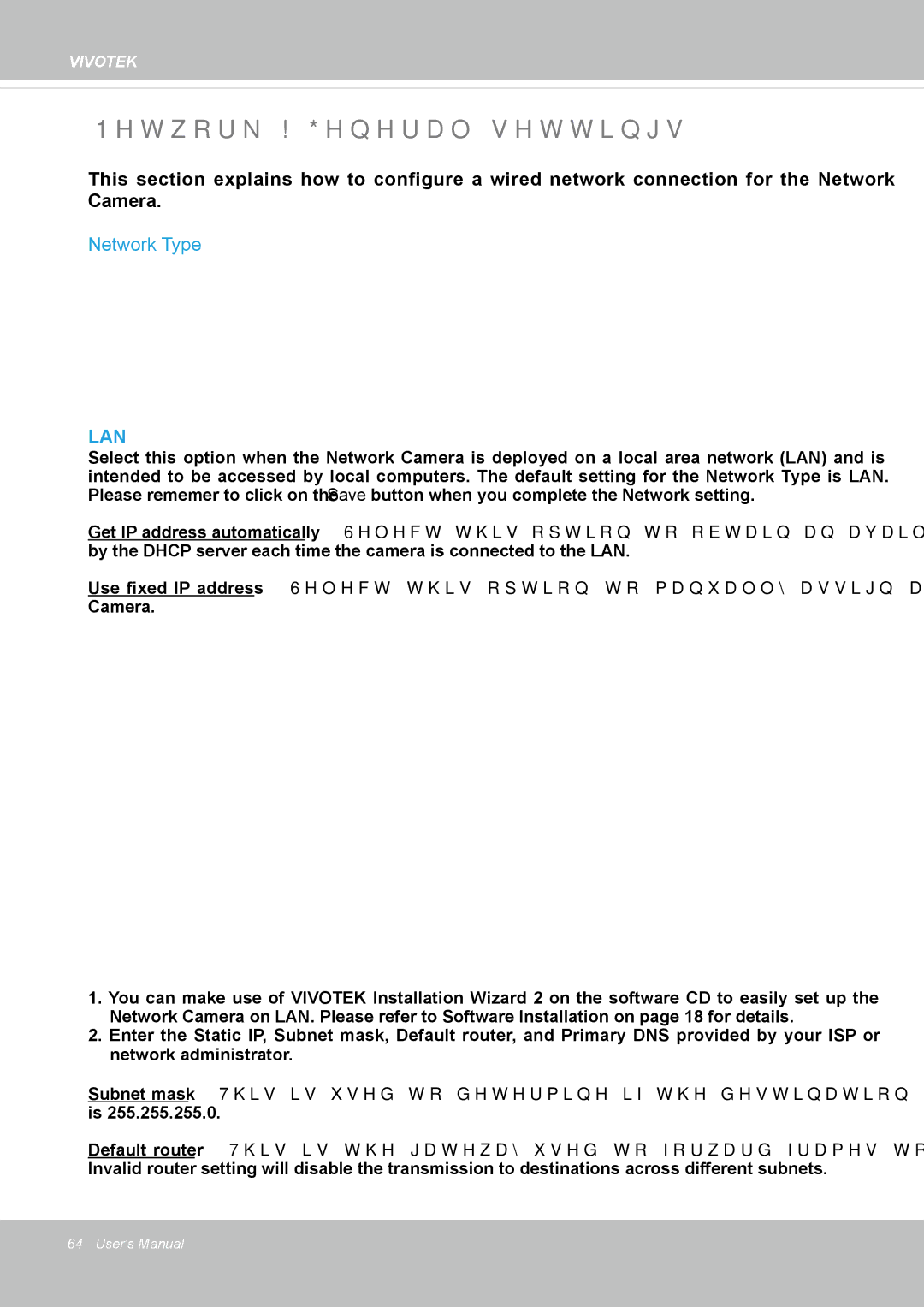 Vivotek FD8365EHV user manual Network General settings, Network Type 