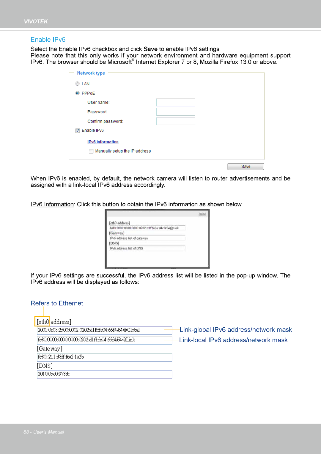 Vivotek FD8365EHV user manual Enable IPv6 