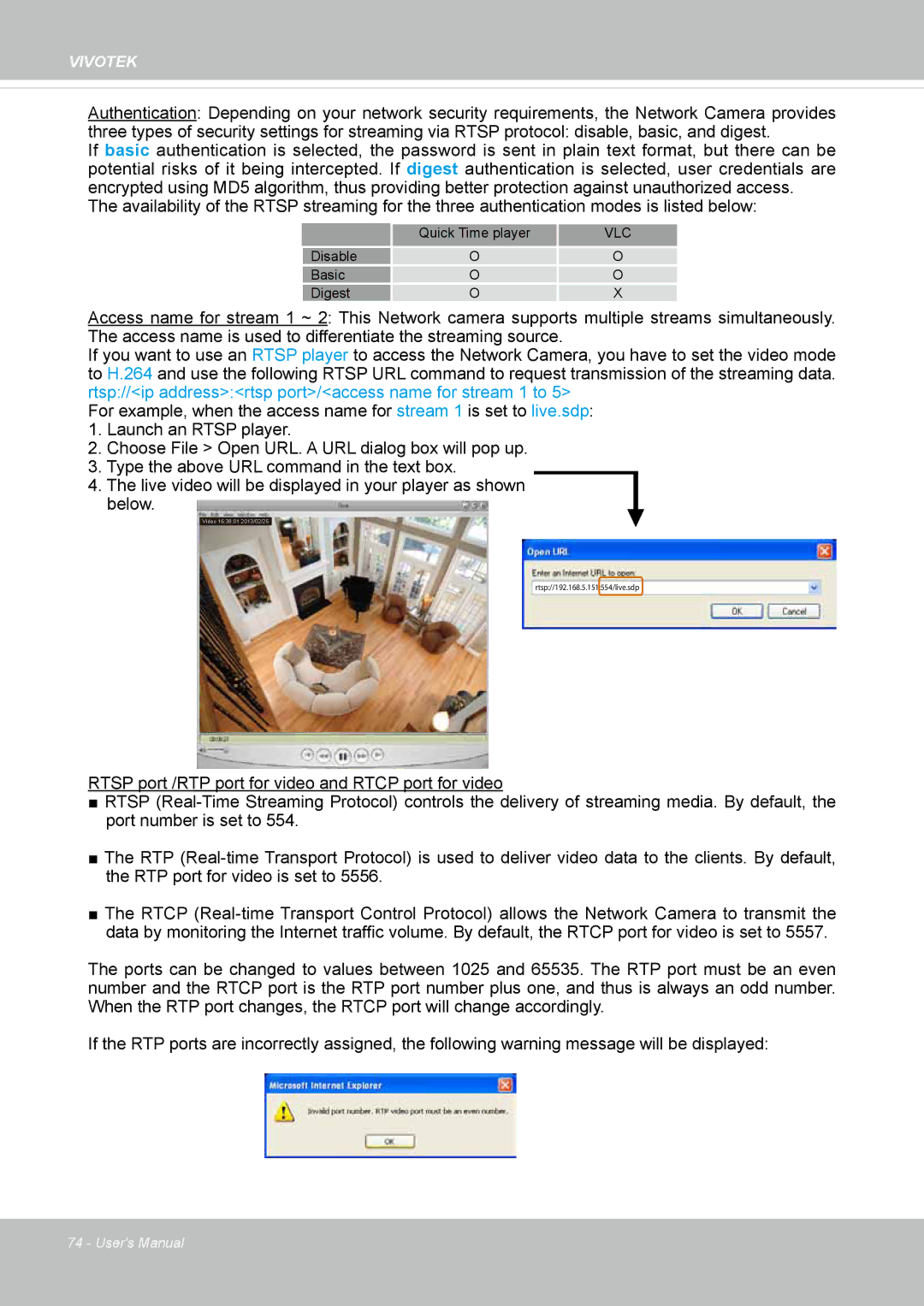 Vivotek FD8365EHV user manual Vlc 