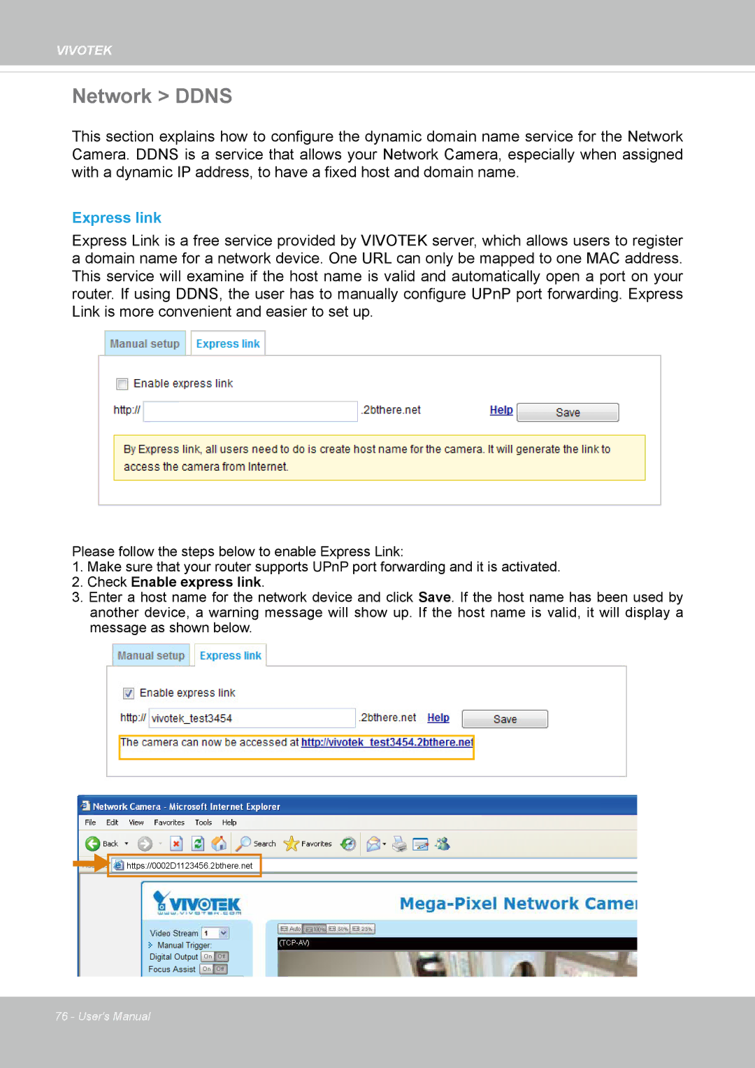 Vivotek FD8365EHV user manual Network Ddns, Express link 