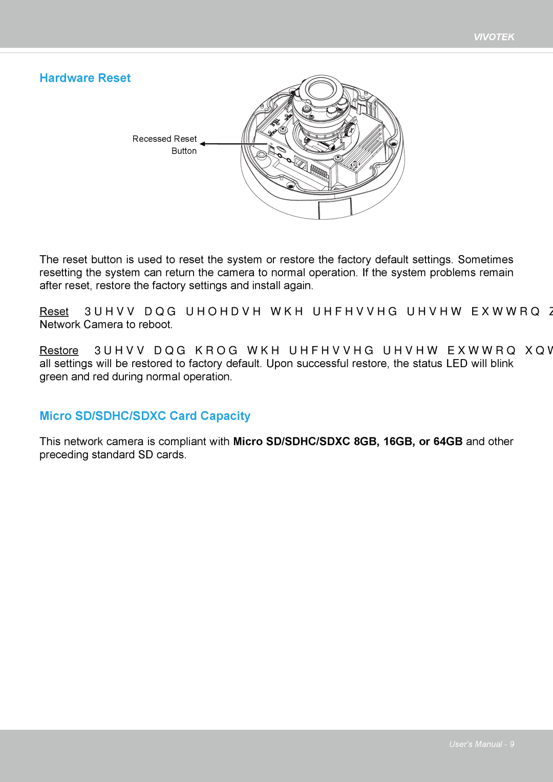 Vivotek FD8365EHV user manual Hardware Reset 