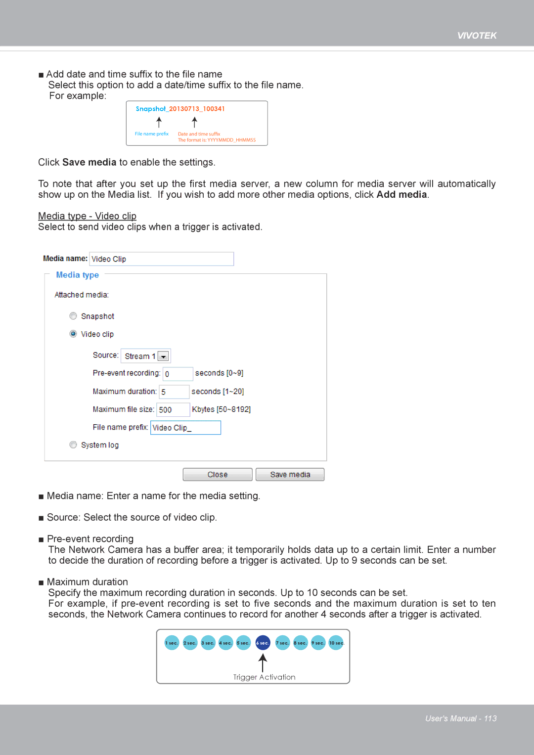 Vivotek FD8371EV user manual Trigger Activation 