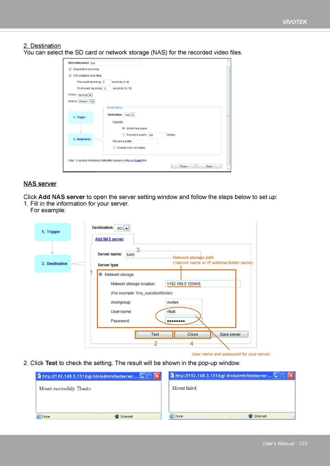 Vivotek FD8371EV user manual NAS server 