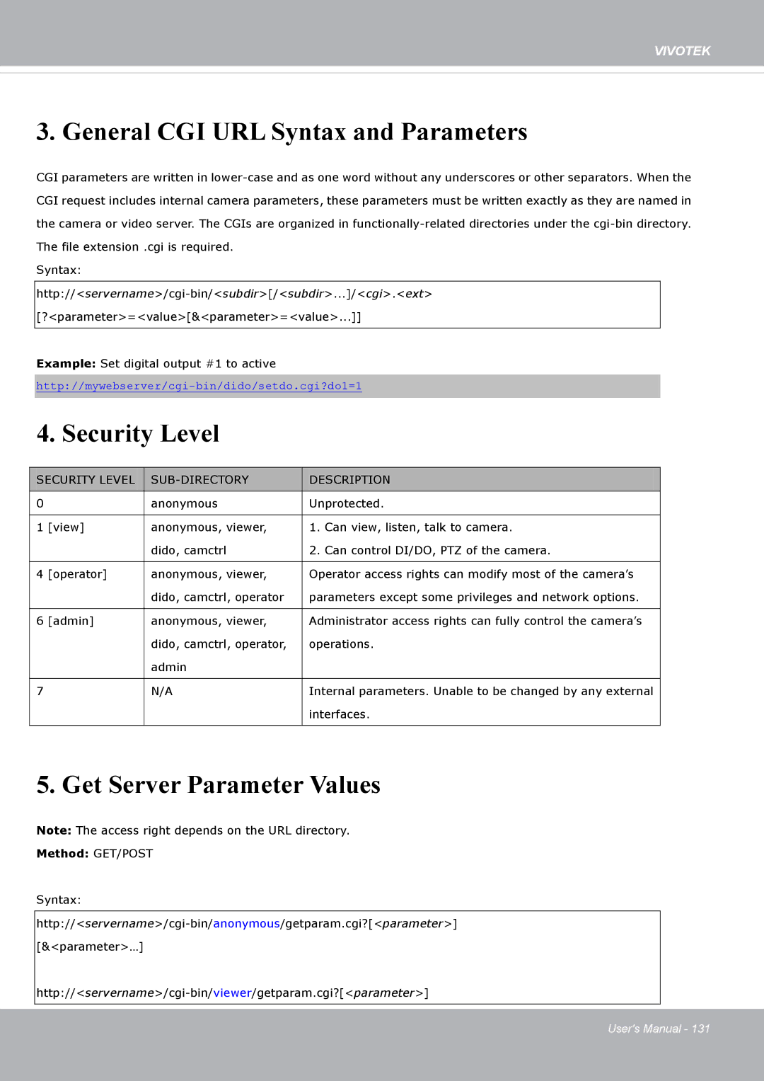 Vivotek FD8371EV user manual General CGI URL Syntax and Parameters 