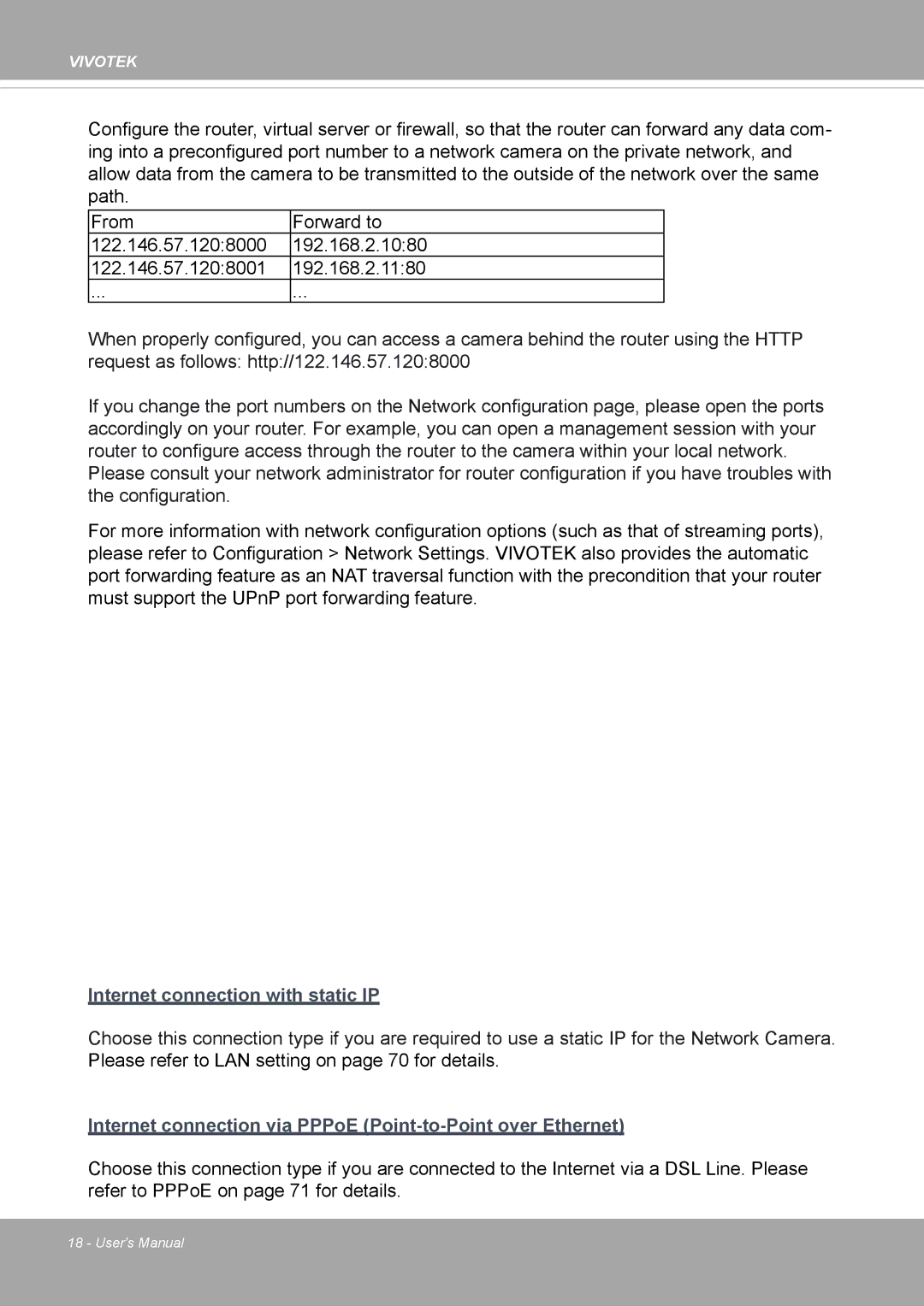 Vivotek FD8371EV user manual Internet connection with static IP 