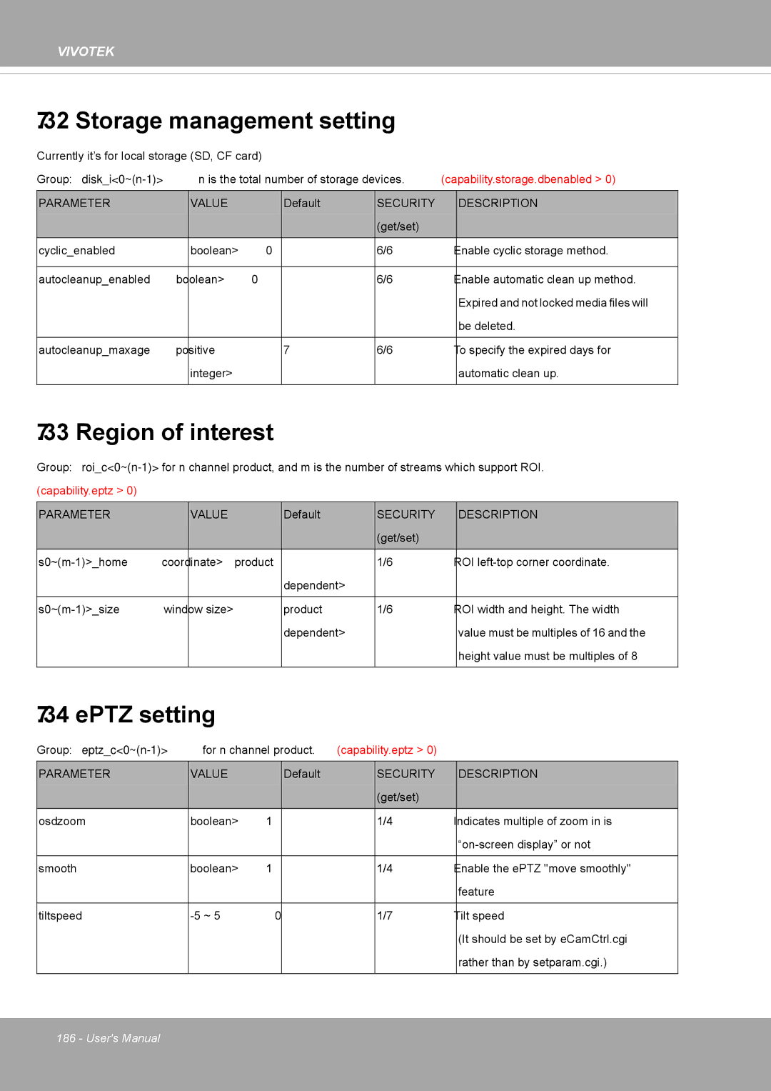 Vivotek FD8371EV user manual Storage management setting, Region of interest, EPTZ setting 