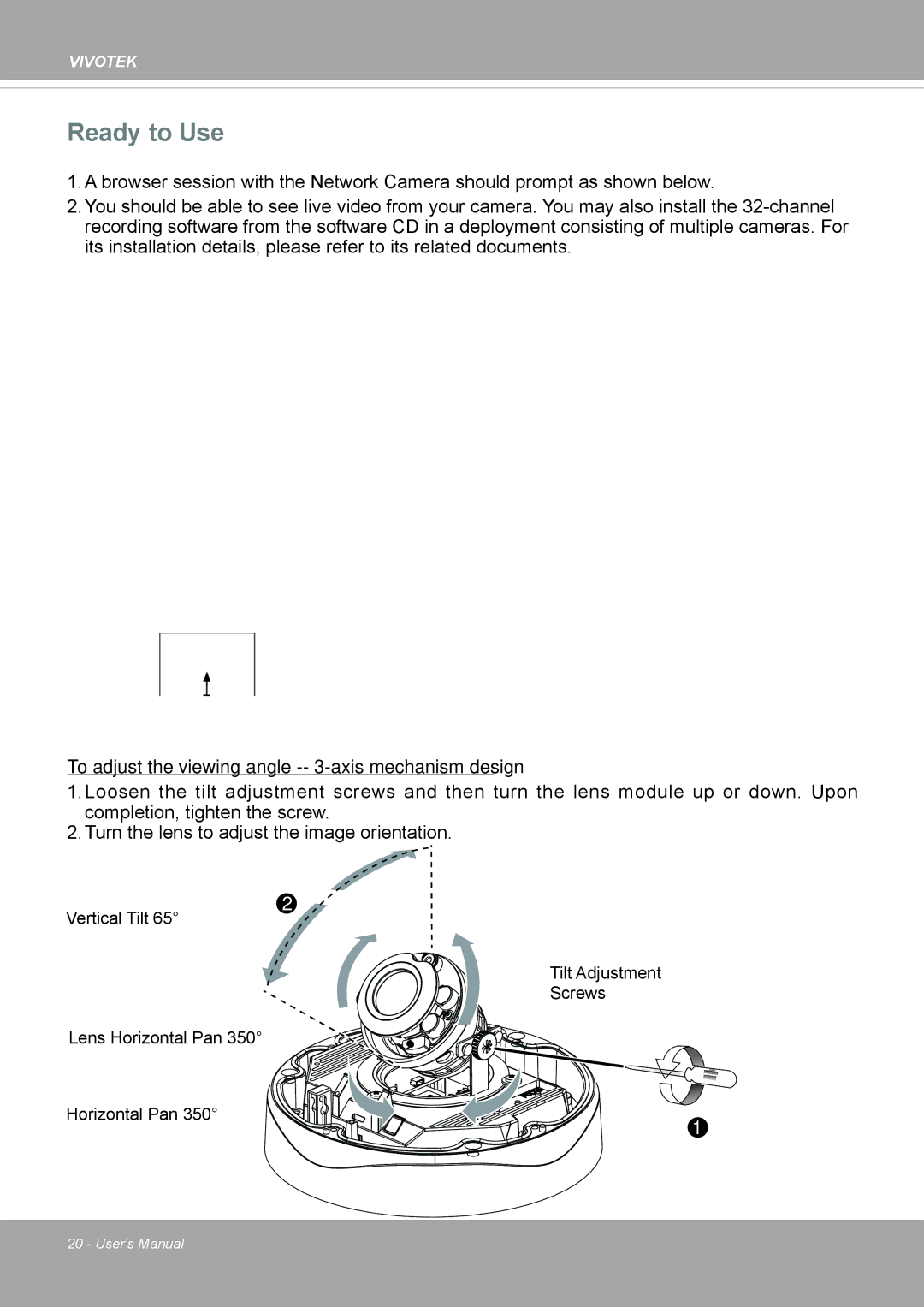 Vivotek FD8371EV user manual Ready to Use 