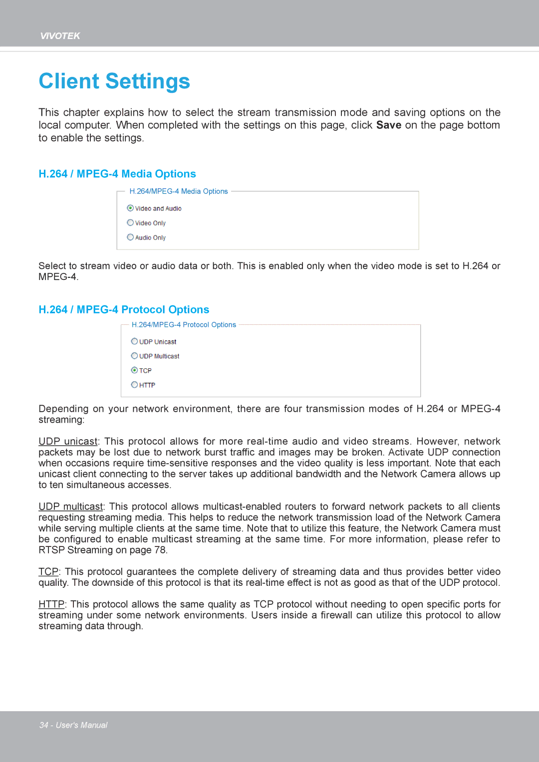 Vivotek FD8371EV user manual Client Settings 