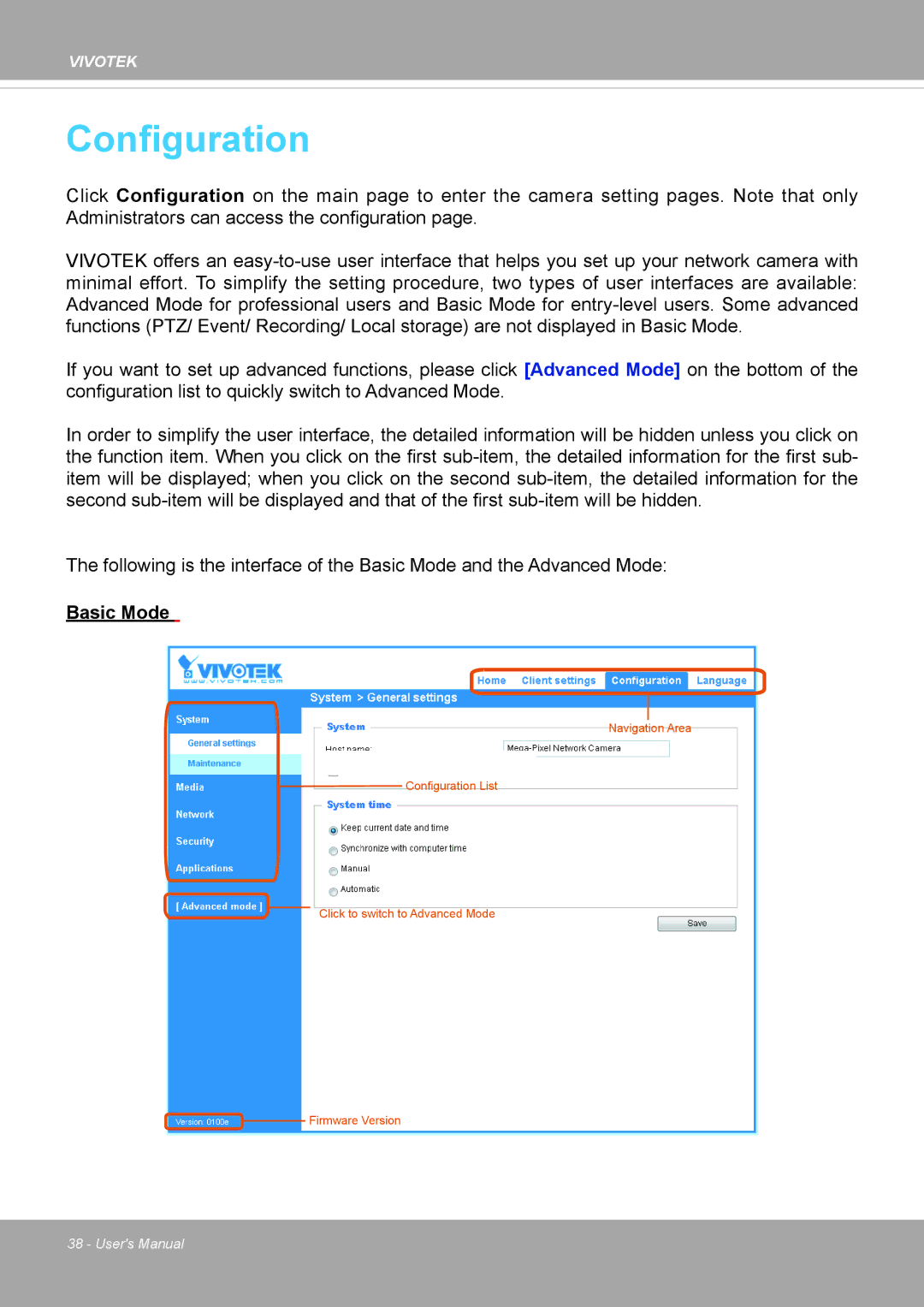 Vivotek FD8371EV user manual Configuration 