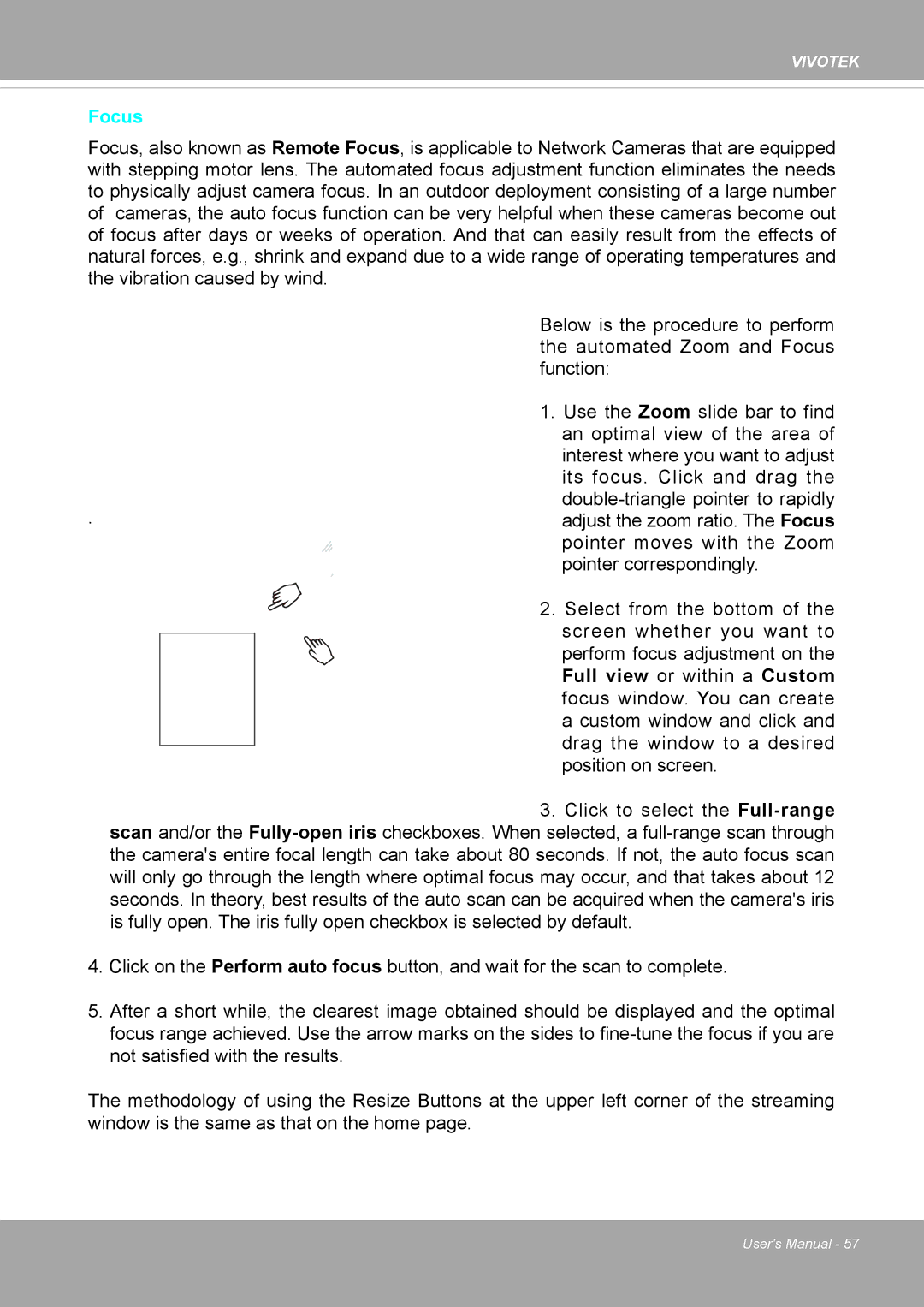 Vivotek FD8371EV user manual Focus 