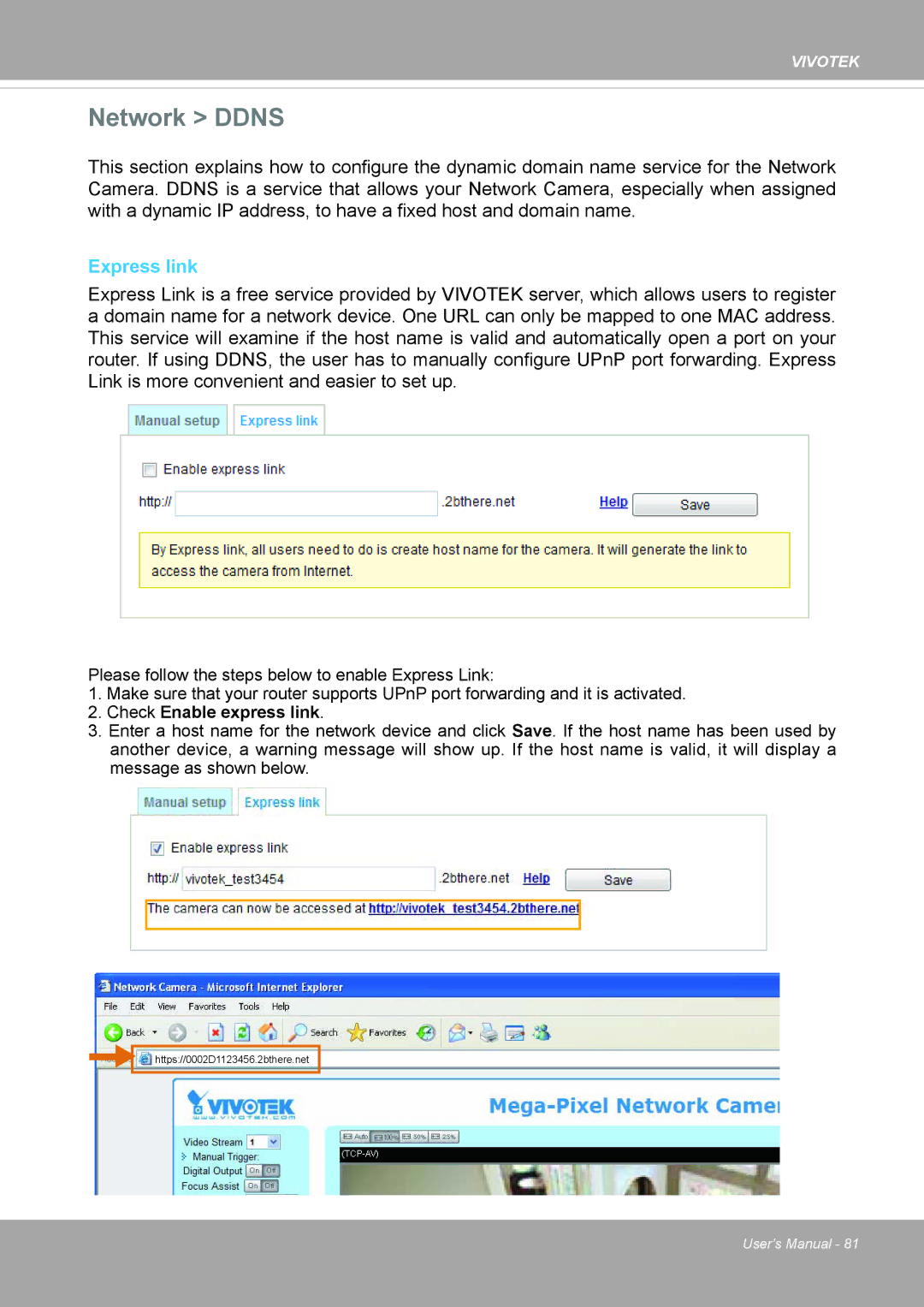 Vivotek FD8371EV user manual Network Ddns, Express link 