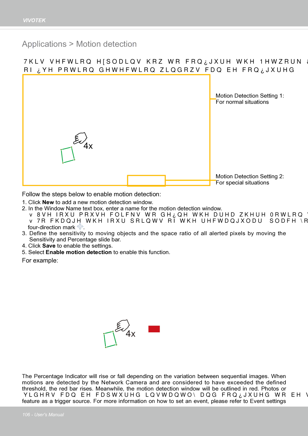 Vivotek FE8171V manual Applications Motion detection, Follow the steps below to enable motion detection 