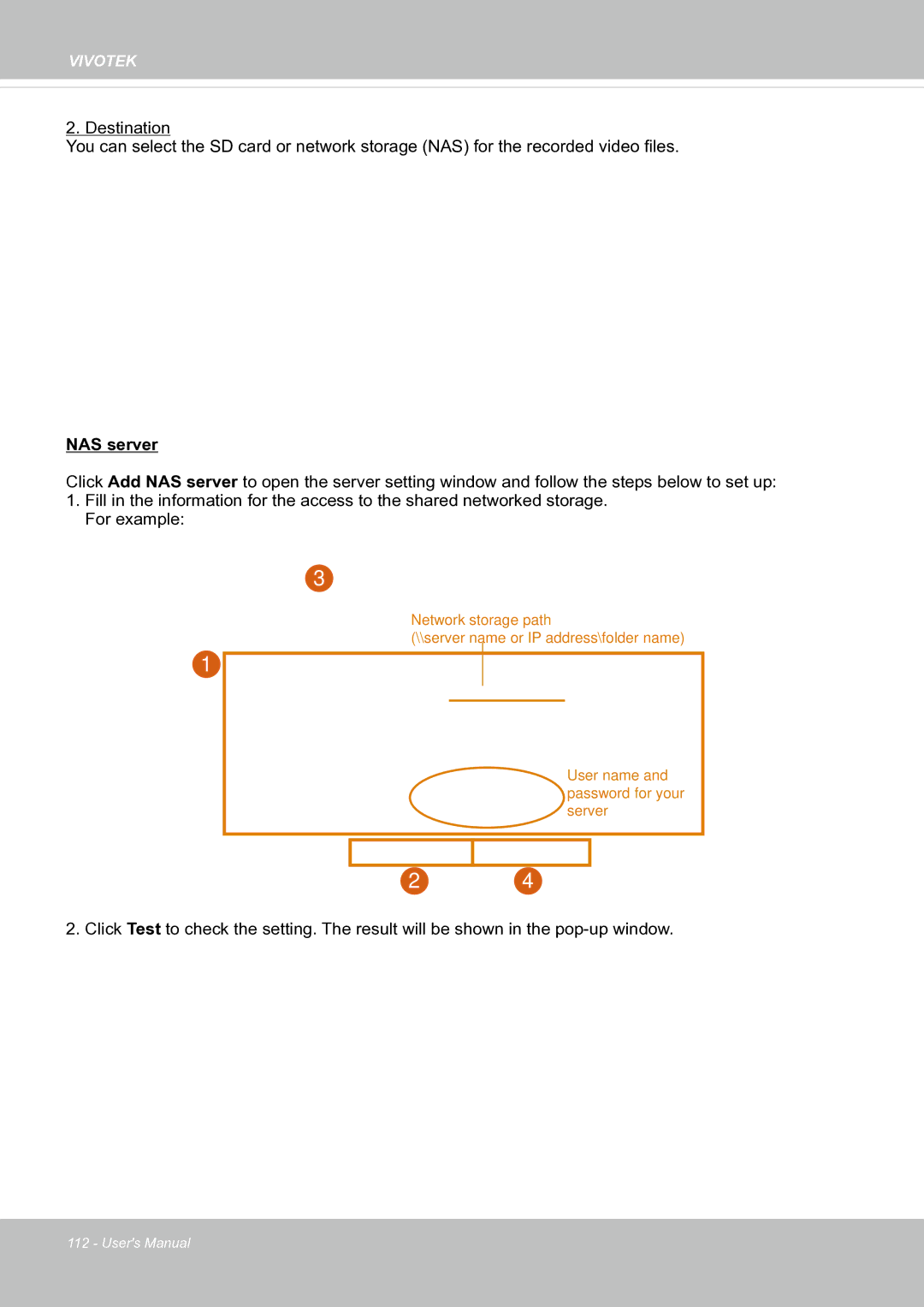 Vivotek FE8171V manual NAS server 