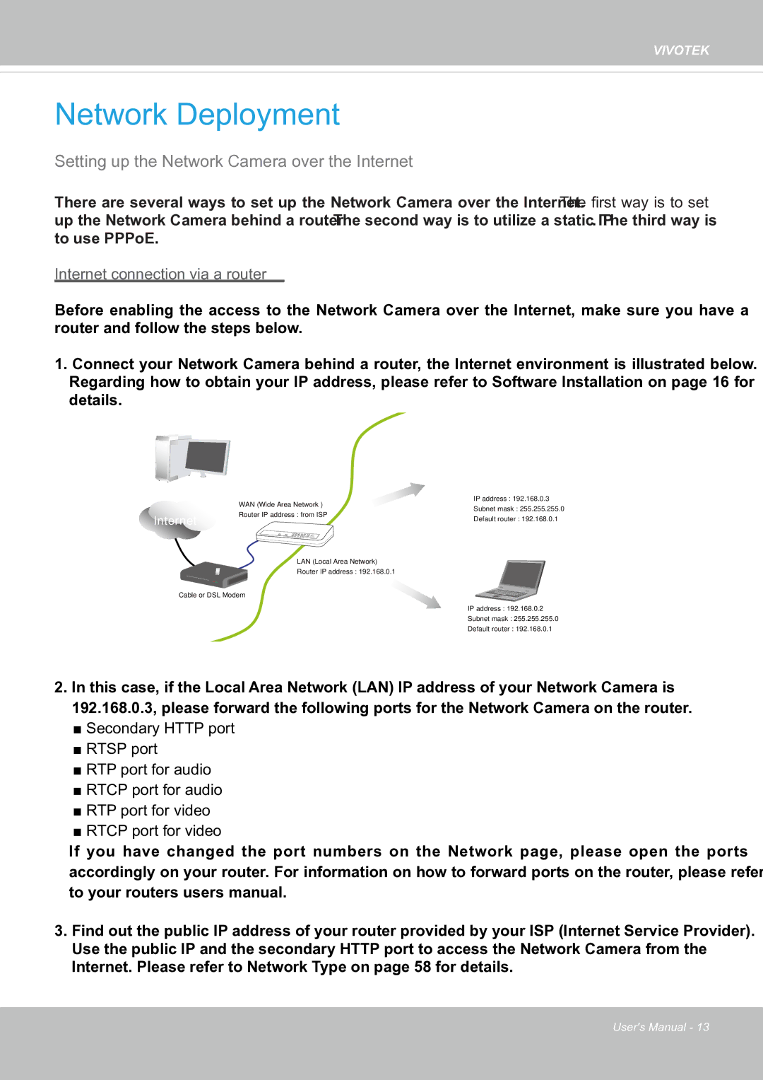 Vivotek FE8171V manual Network Deployment 