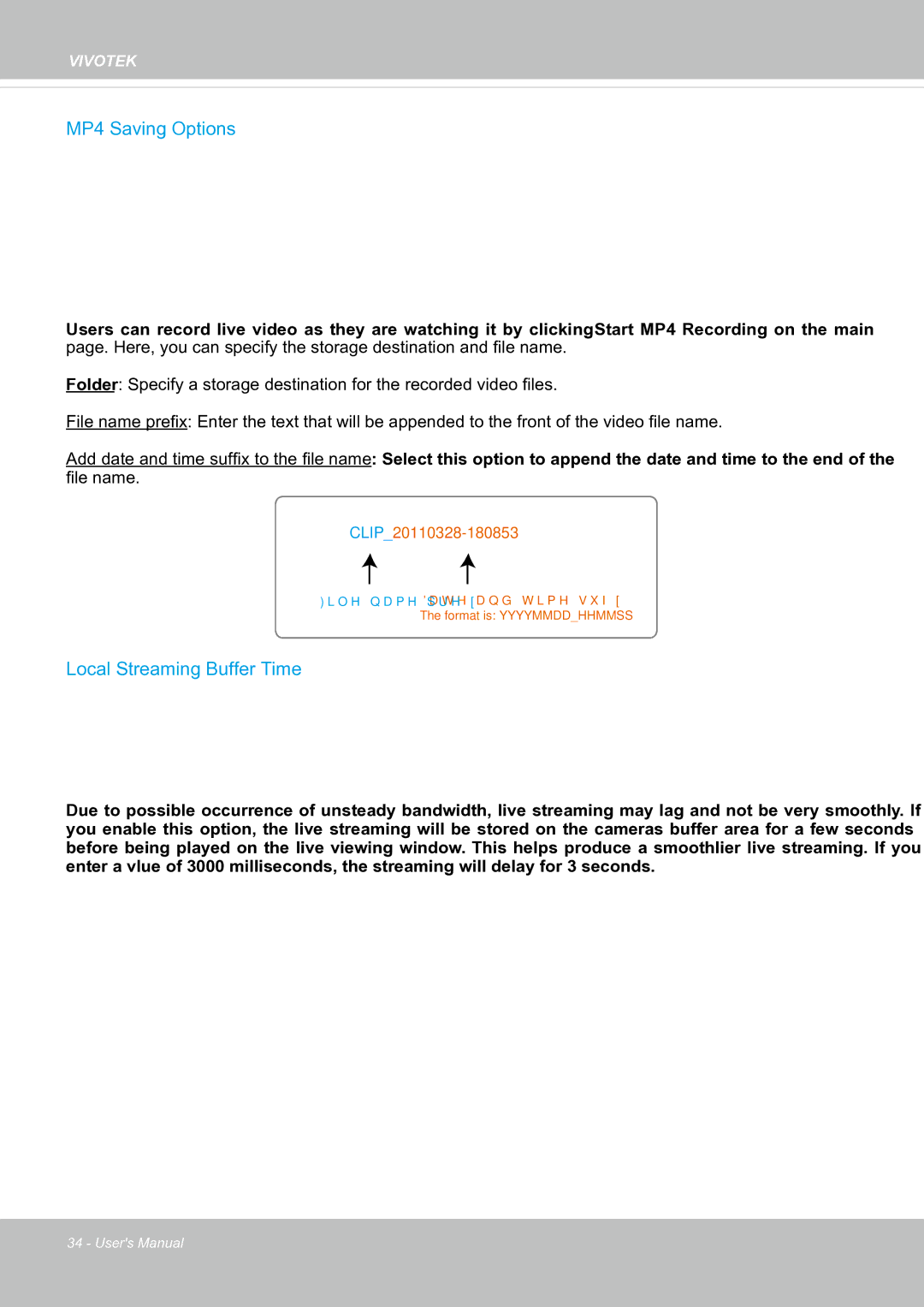 Vivotek FE8171V manual MP4 Saving Options, Local Streaming Buffer Time 