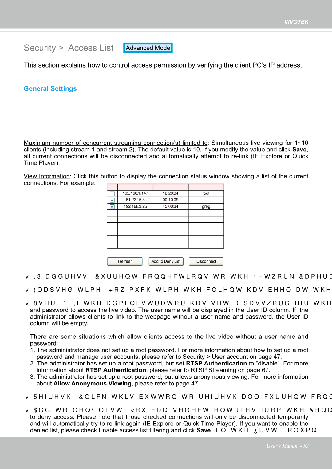 Vivotek FE8171V manual Security Access List, General Settings 