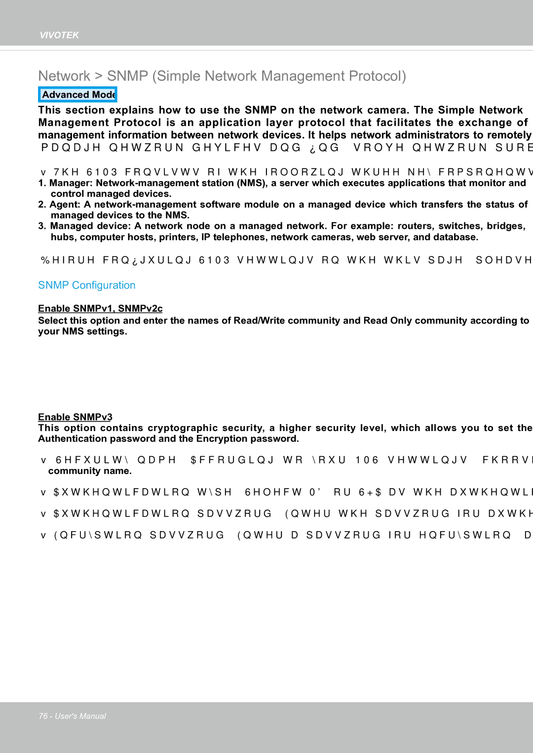 Vivotek FE8171V manual Network Snmp Simple Network Management Protocol, Snmp Configuration 