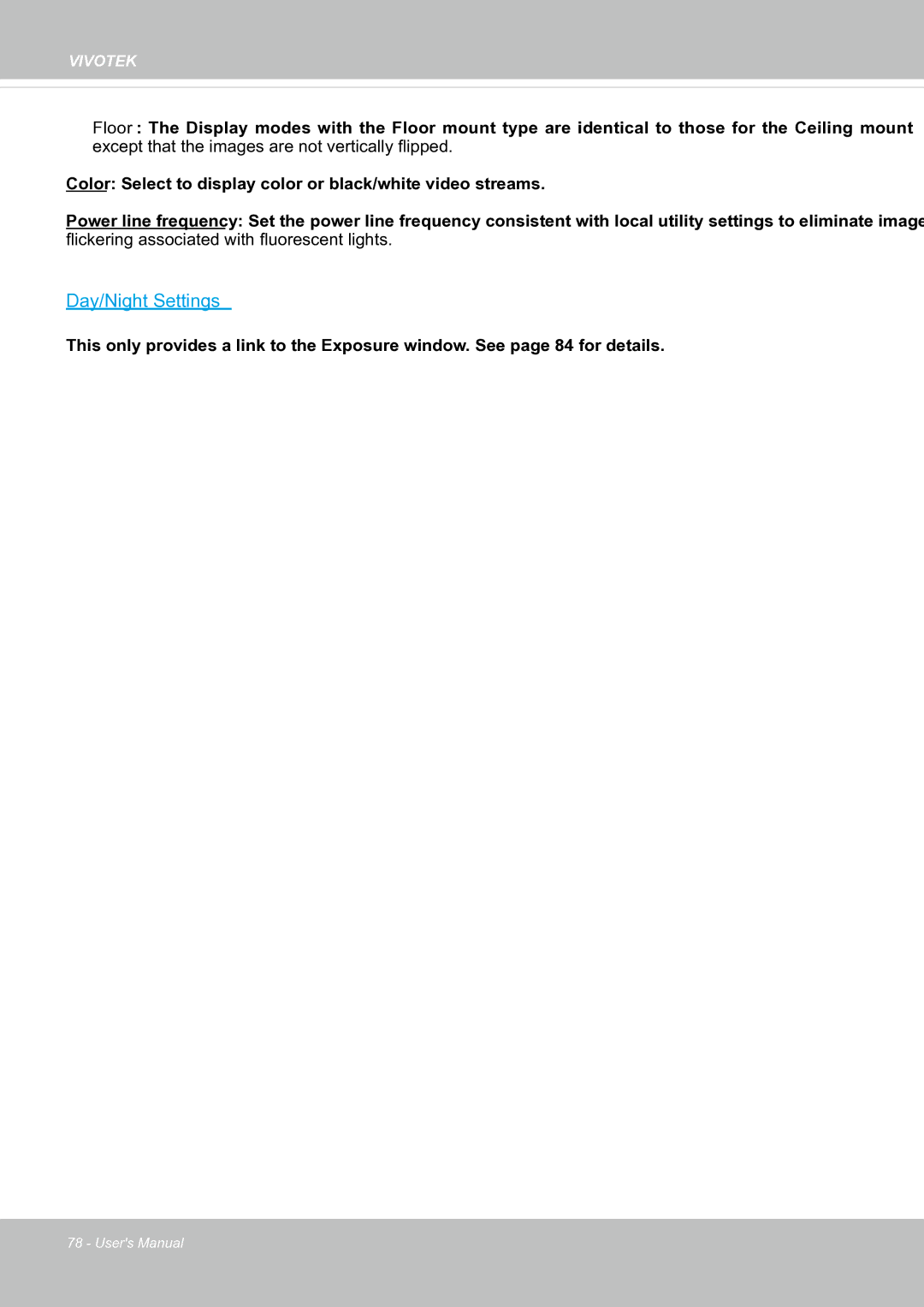 Vivotek FE8171V manual Day/Night Settings 