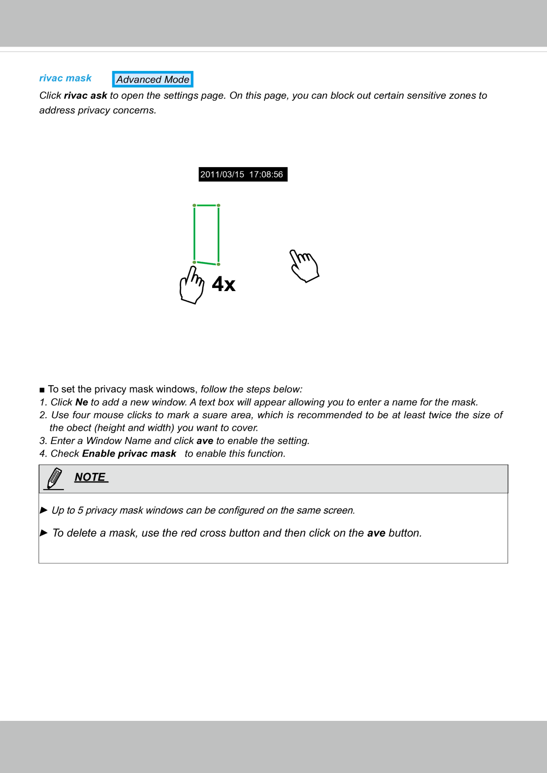 Vivotek FE8171V manual Privacy mask 