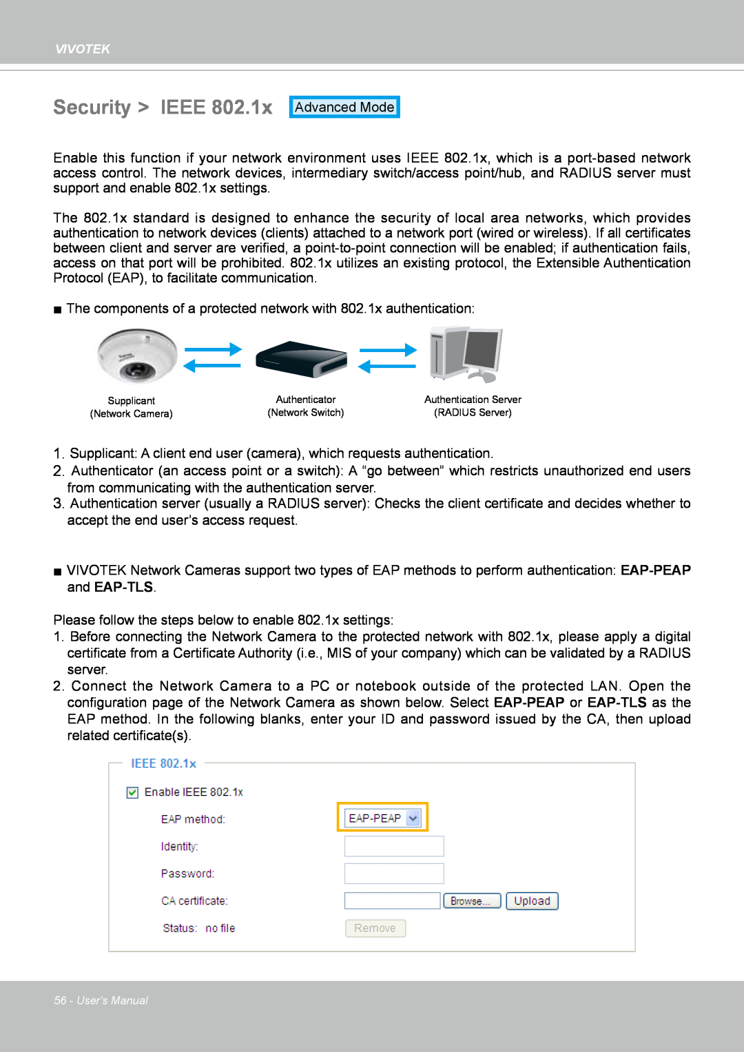 Vivotek FE8171V manual Security > IEEE 
