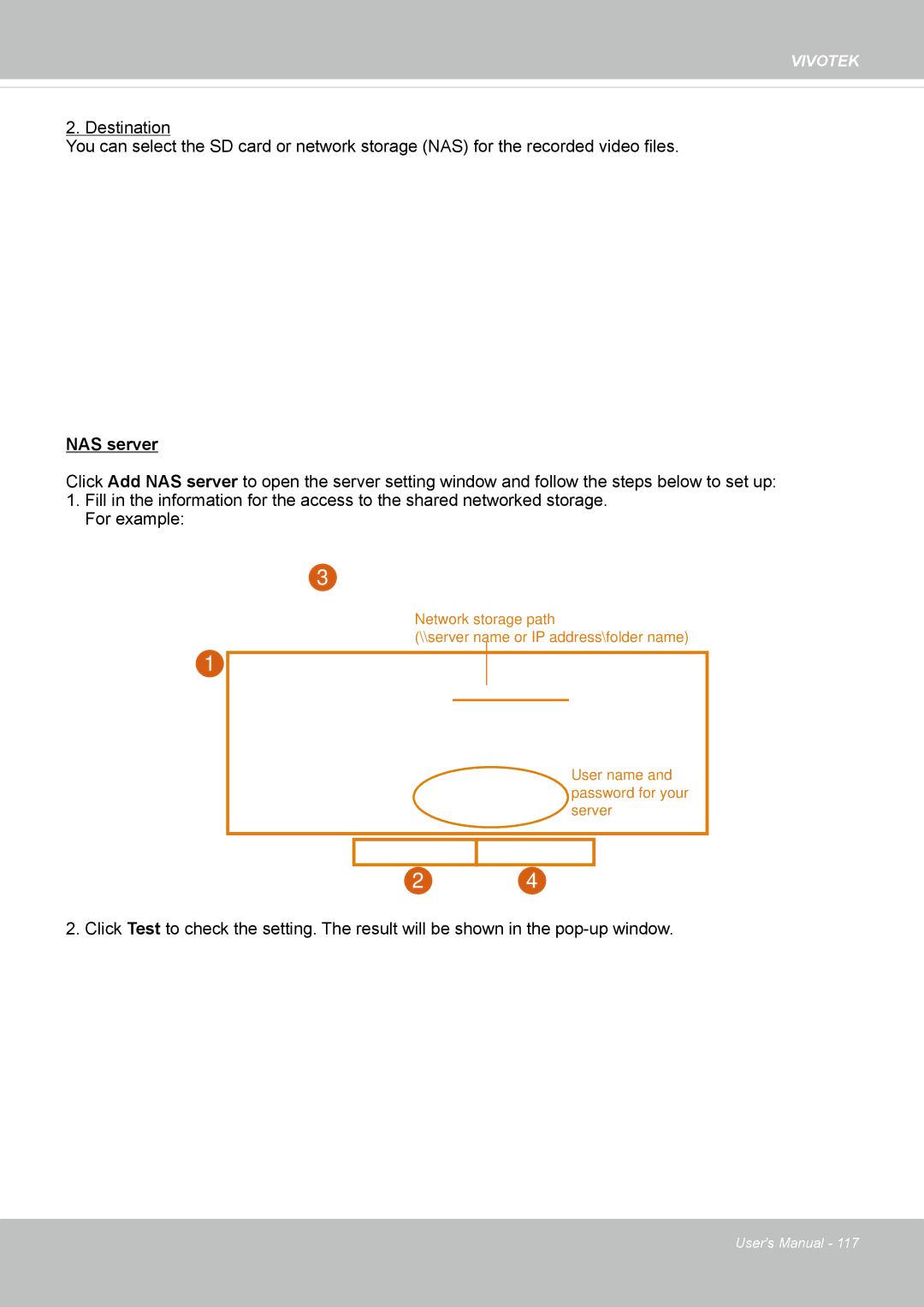 Vivotek FE8173 user manual NAS server 