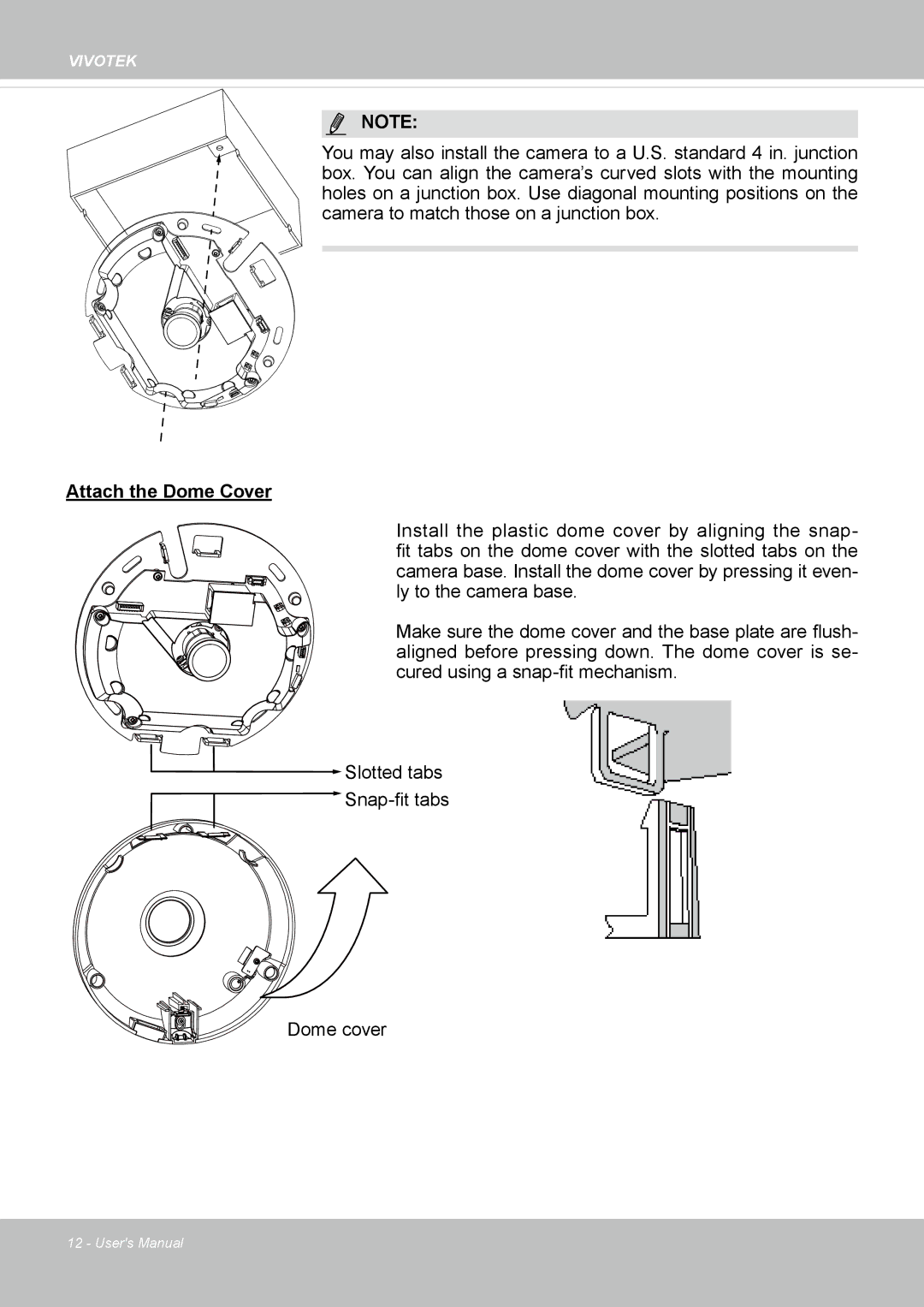 Vivotek FE8173 user manual Attach the Dome Cover 